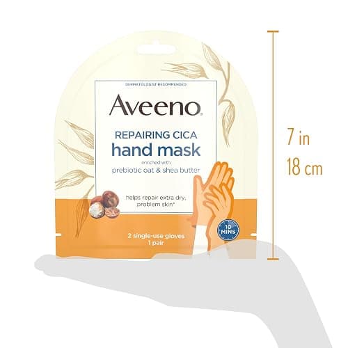 Aveeno SkinRelief Repairing Hand Mask, Moisturizing Gloves with Triple Oat & Shea Butter for Very DrySkin, Hand Care for SensitiveSkin, Fragrance-Free, 1 Pair of Single-Use Gloves (Pack of 4) thumbnail 7