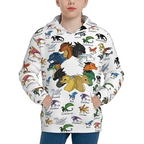 MEDIUM GLORYLUCK Wings Of Fire Hoodie Wings Of Fires Dragon Hooded Sweatshirt For Kids Youth Long Sleeve Pullover With Pocket thumbnail 4