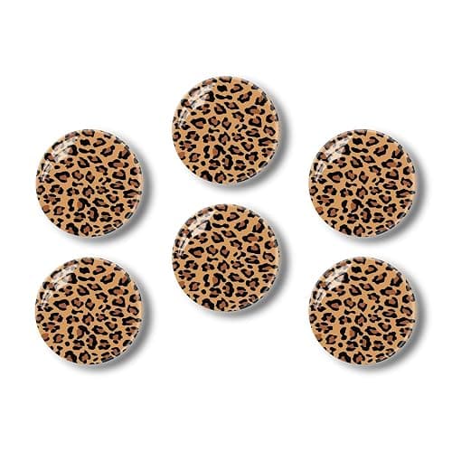 Glass Refrigerator Magnet 6Pcs Magnetic Fridge Sticker,Decor for Kitchen,Whiteboard, Cabinet,Leopard Print - Image 1
