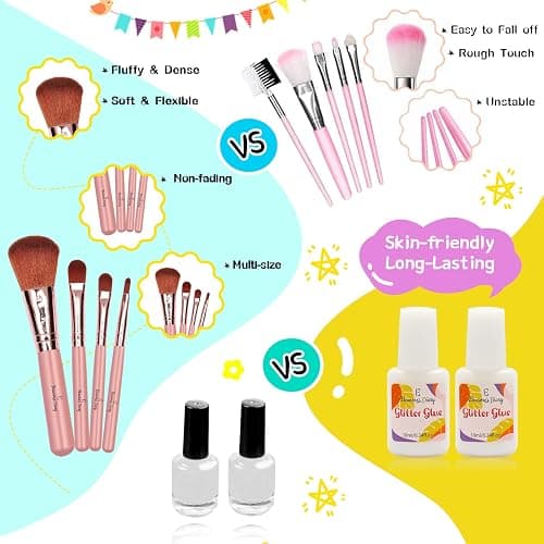 Temporary Glitter Tattoo Kids, Eleanore's Diary 31 Glitter Colors,165 Unique Stencils,2 Glue,4 Brushes,Adults & Kids Arts Glitter Make Up Kit, Gifts for Girls Boys Birthday Party Summer Festival thumbnail 4