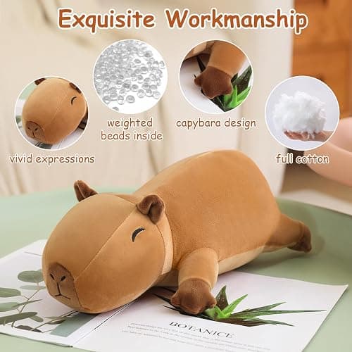 SQEQE Weighted Capybara Plush, Weighted Capybara Stuffed Animal, Cute Plushies Soft Pillow Toy Gift for Kids Adults 23.6 Inch, 3.1 Lbs thumbnail 4