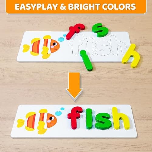 BEESTECH Alphabet ABC Learning Educational Toys for 3 4 5 Years Old Boys Girls, Wooden Puzzle Flash Cards Preschool Activity Letter Matching Games for Kids Toddlers thumbnail 3