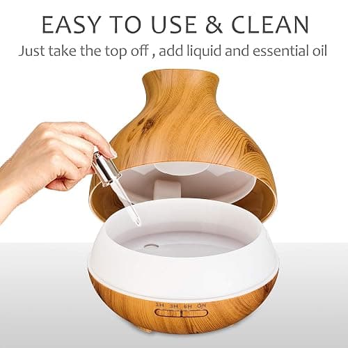 BZseed Aromatherapy Essential Oil Diffuser 550ml 12 Hours Wood Grain Aroma Diffuser with Timer Cool Mist Humidifier for Large Room, Home, Baby Bedroom, Waterless Auto Shut-off,7 Colors Lights Changing thumbnail 7