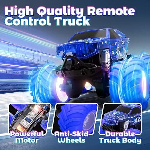 Drefirsa Pink Monster Truck, Unicorn Remote Control Car, 4WD All Terrain Off-Road Girl RC Truck with Colorful Light, Waterproof Remote Car Toy for 6 7 8 9 10 11 12 Year Old Girl Birthday Gift thumbnail 6