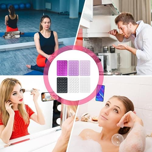 iLamvie 6er Pack Silikon-Saugnäpfe für Alle Handy-Modelle, Anti-Rutsch-Handyhalter für Selfies und Videos,Freihändig,Langlebig & Leicht Bedienbar thumbnail 4