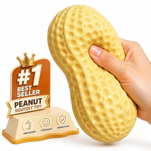 Crunchy Peanut Squishy Squeeze Toys Food-Shaped Stress Relief Squeezy Clay Large Cheese Fidget Ball Slushy Hand Squishies Juguetes para Apretar Giant Peach Bannana Mashed Potato for Adult - Image 1