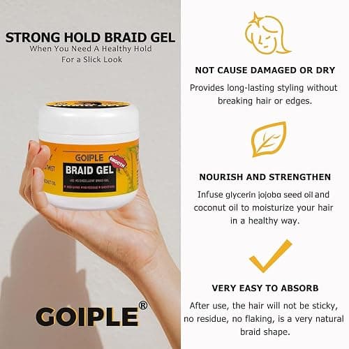 16 OZ Big Capacity Strong Hold Smoothing Gel for Twist, Locs, Braids, Edge, Cornrows - No Flake, Tames Frizz, High Shine, Easy to Use Braiding and Edge Control Gel thumbnail 4