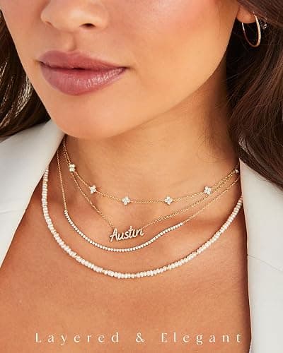 SOLEVAN Dainty Clover Birthstone Gold Necklaces for Women Trendy Non Tarnish Layered 14K Gold Plated Station Choker Necklace Cute Flower Friendship Necklace Stack for Wedding Prom Brides Jewelry Gifts thumbnail 7