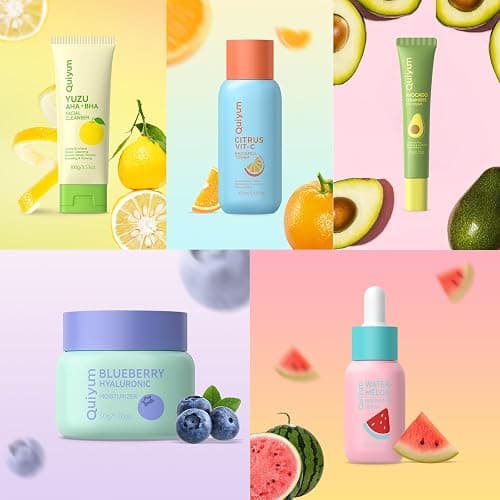 QUIYUM Fruit Skincare Set for Teen Girl, 5 Daily Routine Beauty Skin Care | Exfoliation, Smooth, Clean, Oil Control, Firm, Hydrate, Glow Up, Facial Skin Care Gift Set for Girls, for All Skin Types thumbnail 8