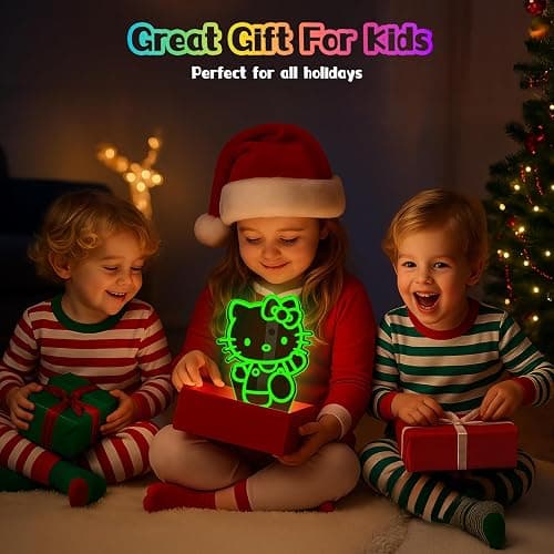 Eygerur Kitty Gifts for Girls - Kitty Night Light, 3D LED 16 Color Dimmable USB/Battery Powered Kitty Lamp with Remote Control and Smart Touch for Girls Room Decor Party Birthday Christmas thumbnail 6
