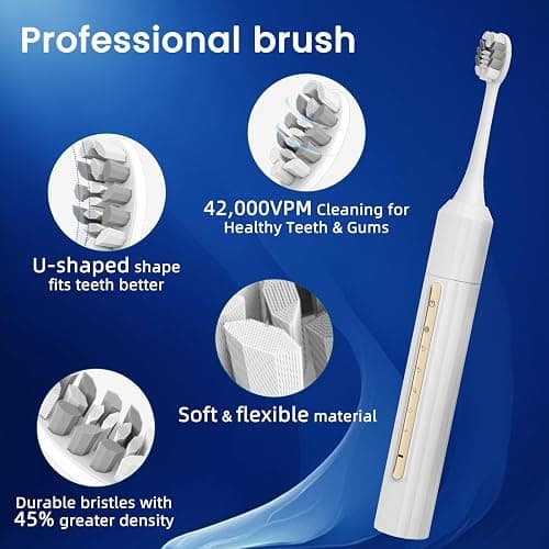 Lumivoid Sonic Electric Toothbrush with 10 Brush Heads for Adults and Children, Up to 30 Days on a Single Charge, 5 Modes, Built-in 2-Minute Smart Timer, IPX8 Waterproof Electric Toothbrush (White) thumbnail 4