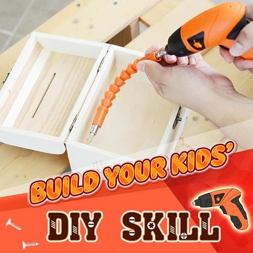 JoyTown Kids Real Power Drill Set – Electric Cordless Drill Tool Kit for Children with Interchangeable Bits, Flexible Shaft, Rechargeable, Carrying Case, Learning Tools for Boys & Girls Home DIY thumbnail 6