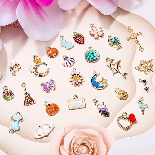 400Pcs Charms for Jewelry Making, Assorted Enamel Bracelet Bangle Charms, Mixed Bulk Metal Necklace Earring Charm for Jewelry Making thumbnail 3