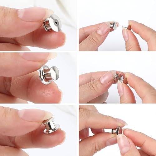 DECYOOL 100 Pieces Metal Pin Backs Locking Pin Keepers Locking Clasp | Nickel Plated Copper,convenient to carry, and blend seamlessly behind any pin,No Tools Required Spring Loaded Lock thumbnail 4