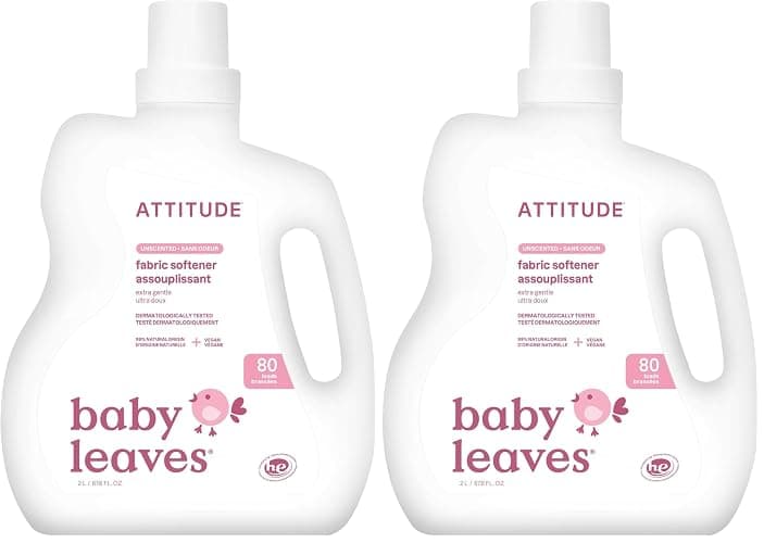 ATTITUDE Baby Fabric Softener, Plant and Mineral-Based Ingredients, HE Compatible, Vegan and Cruelty-free Laundry and Household Products, Unscented, 80 Loads, 67.6 Fl Oz (Pack of 2) - Image 1