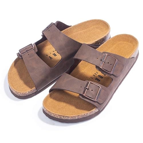 FITORY Mens Sandals,Arch Support Slides Adjustable Buckles Cork Footbed | Genuine Leather Insole,Non-Slip,Open Toe,Double Straps,Casual,Comfortable,Indoor and Outdoor,Beach,Summer,Vacation thumbnail 7