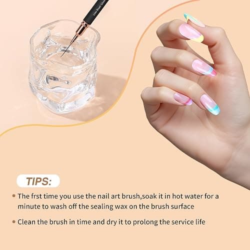 ZEOHBETY Metallic Nail Art Brushes, 5Pcs Nail Art Liner Brushes, Painting Art Design Brush Set Nail Dotting Drawing Tool for Long Lines, Thin Details, Fine Drawing Sizes 4/8/12/20/25mm, Sliver thumbnail 6