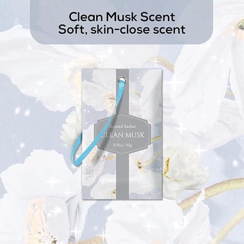 SCENTORINI Clean Musk Scented Sachets 14 Pack for Wardrobes Drawers Closets | 14 Clean Musk Scented Sachets with Hanging Strings for Wardrobes, Drawers, Closets and Storage Spaces thumbnail 3