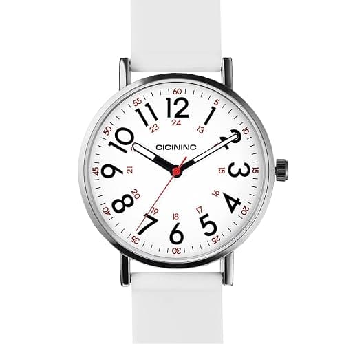 cicininc Watch with Second Hand for Nursing Women | Analog | Military Time | Silicone Band | Easy Read Dial | 12/24H | for Nurses, nursing students, medical professionals thumbnail 2