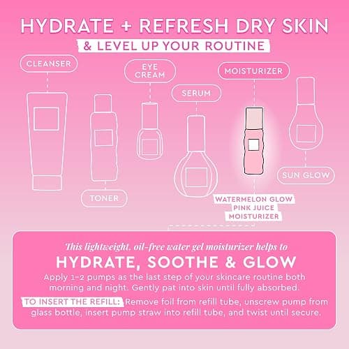 Glow Recipe Pink Juice Water Gel Face Moisturizer for Women, Men & Teens, Travel Size - Hydrating Hyaluronic Acid, Radiance Boosting, Oil-Free, Long-Lasting Korean Skin Care for Oily Skin (25ml) thumbnail 4