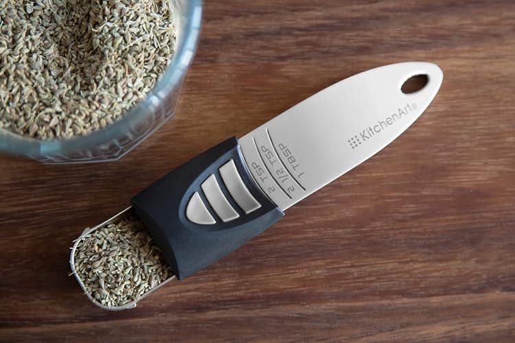 KitchenArt Stainless Steel Pro Sliding Adjust-A-Tablespoon and Teaspoon, Adjustable Measuring Spoon Set thumbnail 3