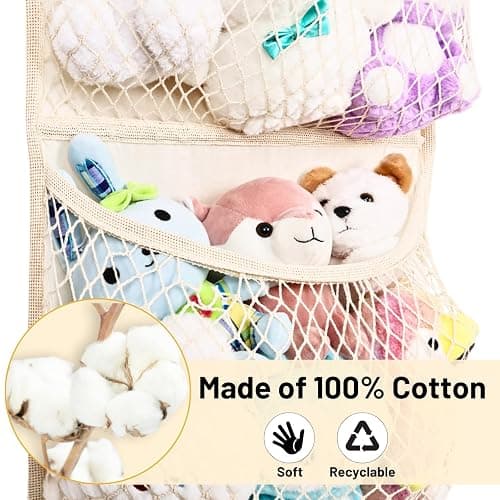 Over The Door Stuffed Animal Storage, Cotton Toy Organizer for Storage Plush Toys,Baby Supplies, Stuffed Animal Holder with 4 Large Pockets, Hanging Door Organizer for Nursery, Bedroom, Kids Room thumbnail 5