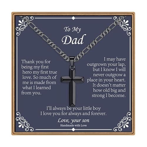 IEFLIFE Easter Basket Stuffers - Cross Necklace Easter Gifts for Men Boys, Silver/Black/Gold Figaro Chain Cross Necklaces for Men, Baptism Religious Christian Gift for Son Boyfriend Husband - Image 1