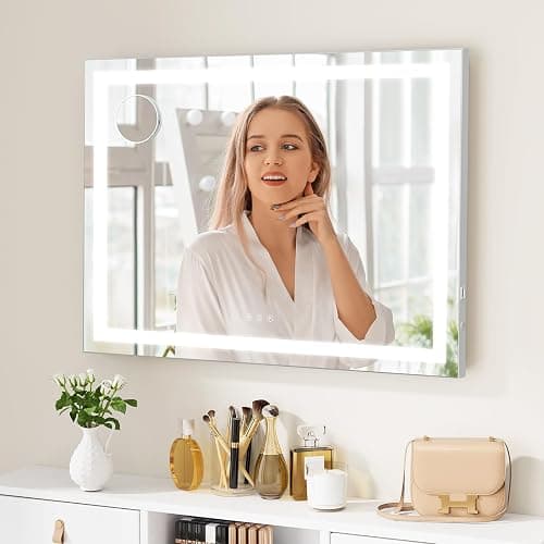 YOURLITE Vanity Mirror with Lights,32’’ x 22’’ Hollywood Mirror with LED Lights, 3 Colors Modes & Adjustable Brightness, Makeup Mirrors Vanity Mirror 10x Spot Mirror, USB Charging Port thumbnail 3