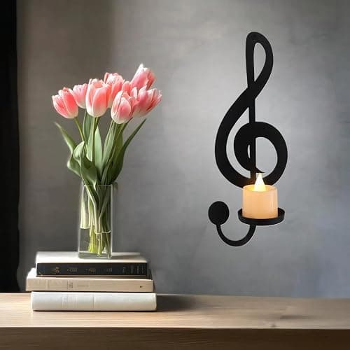 ZAYHENYOO Music Note Wall Decor Candle Sconces Holder Set of 4 Black Metal Decorative Sconces for Kitchens,Porch,Living Rooms,Entryway,Fireplaces,Stairway thumbnail 5