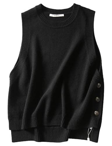 Mingzhu Womens Sleeveless Round Neck Pullover High Low Ribbed Knit Sweater Vest - Image 1