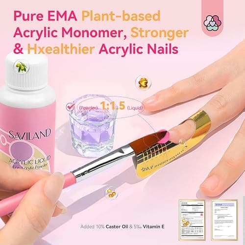 SAVILAND Acrylic Nail Kit with Drill: Professional Acrylic Nail Set for Beginners with Everything U V Light 3 Colors Gel Polish Decorations Nails Tools for Home Salon Use Christmas Gift Set thumbnail 4
