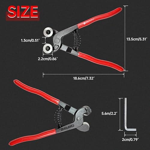 Glass Tile Nippers - Heavy Duty Wheeled Glass Mosaic Nipper & Hd Ceramic Tile Nipper, Tile Cutter Pliers Soft-grip Handle - Shapping Plier, Nipper Cutting Tools (7 Inch Wheeled Glass Mosaic Nipper) thumbnail 3