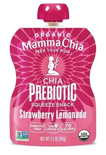 Mamma Chia Organic Prebiotic Squeeze Snack, Strawberry Lemonade, 16- 3.5 Ounce , Fiber-Rich Prebiotic Gut Support, USDA Organic, Non-GMO, Vegan, Gluten Free (Pack of 16) thumbnail 4