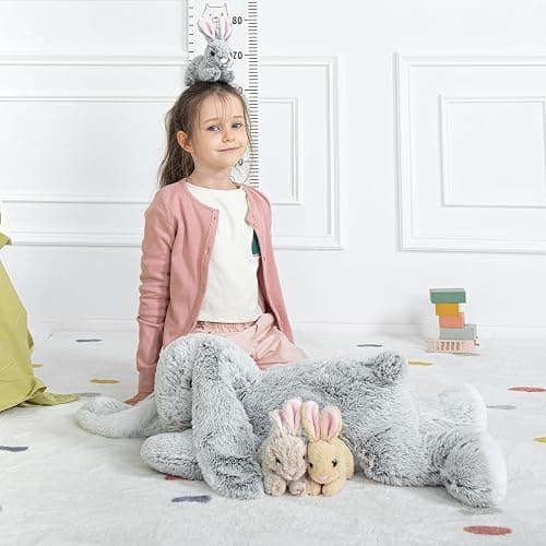 MaoGoLan 4Pcs Easter Bunny Stuffed Animals with 3 Babies Inside, 24" Soft and Cuddly Giant Rabbit Plush, Easter Stuffed Bunny Gift for Kids,Boys,Girls thumbnail 2