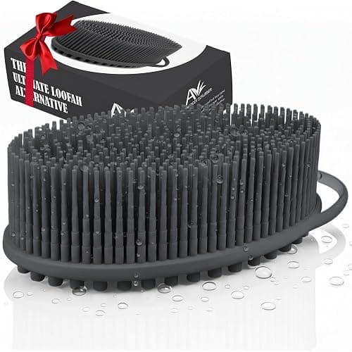 Silicone Body Scrubber for Shower - Gentle Exfoliating Back Scrubber with Soft Bristles - Avilana Premium Dual Sided Bath Brush Massage - Loofah Alternative for Sensitive Skin - Gift Women Men - Image 1