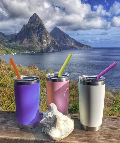 Hiware Reusable Silicone Straws, Long Flexible Silicone Drinking Straws with Cleaning Brushes for 30 oz Tumblers - 10 Pieces - BPA-Free - No Rubber Taste thumbnail 4