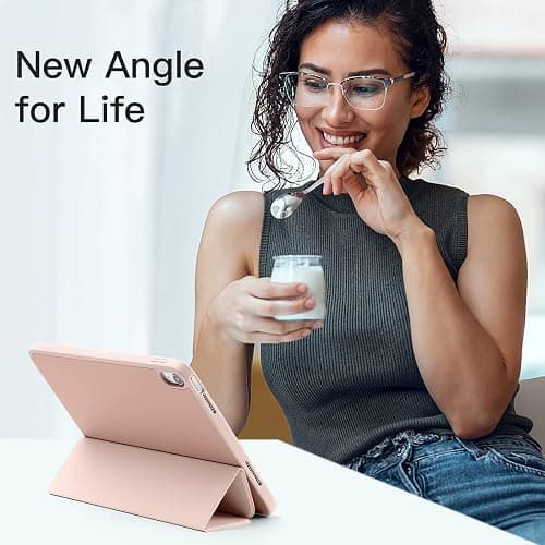Akkerds Compatible with iPad (A16) 11th Generation Case 11 Inch 2025, for iPad 10th Generation Case 10.9 Inch 2022 with Pencil Holder, Slim Trifold Stand Protective Cover with Soft TPU Back, Rose Pink thumbnail 2