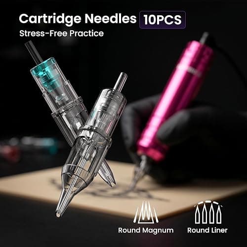 Wormhole Tattoo Kit for Beginners Complete Rotary Tattoo Machine Kit WTK104 | 11PCS Tattoo Ink, Dual Protection Uninterrupted Power Set, 10PCS Tattoo Needles, Aluminum Alloy Tattoo Pen, Practice Kit thumbnail 5