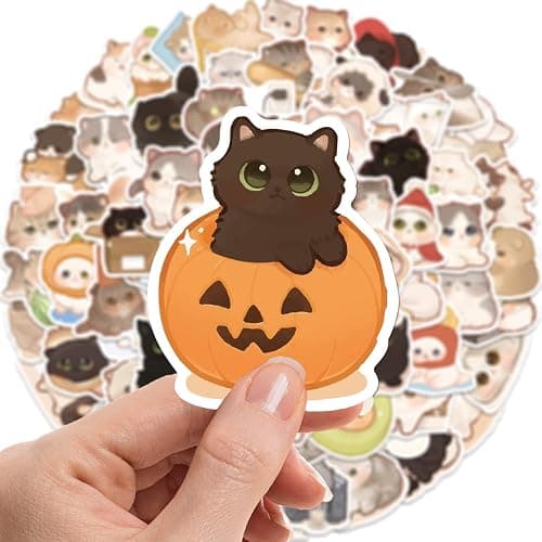 150 Pcs Cute Cat Stickers for Water Bottles, Funny Kitten Stickers, Gift for Teen Birthday Party, Kawaii Cartoon Decal Pack, Waterproof for Laptop,Phone,Skateboard,Bicycle thumbnail 5