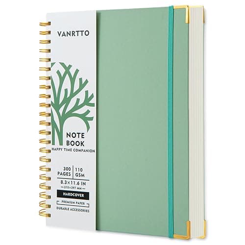 Hardcover Spiral Notebook, 8.5 x 11 IN Notebooks College Ruled, 110 GSM Thick Lined Paper Notebooks for Work, School and Travel, 300 Pages Journals for Writing, Large Journal for Women and Men Green - Image 1