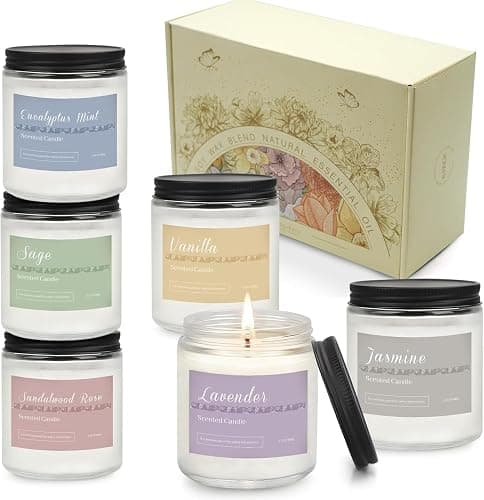 6 Pack Candles for Home Scented Aromatherapy Candles Gifts Set for Women, Lavender Candle, 37.8 oz 300 Hour Long Lasting Candles, Stocking Stuffers, Birthday, Valentine, Christmas, Anniversary Present thumbnail 9