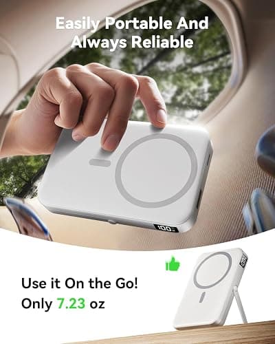 Portable Charger for Magsafe Battery Pack,10000mAh Power Bank with Foldable Stand,Travel Essential PD 22.5W Fast Charge,Magnetic Charge Wireless Charger for iPhone 17/16/15/14/13/12 Series–(Pearl) thumbnail 7