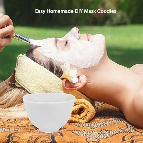 Rowcay Silicone Mixing Bowl Set, 5 Piece DIY Mask Mixing Kit, contains silicone bowl, mask brush, bowl stick spatula, mask applicator, measuring cup. Great beauty tool for home salon. thumbnail 7
