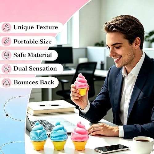 Ice Cream Squeeze Squishy, Ice Cream Cone Squishy, Slow Rise Sensory Fidget Toy for Party Favors (Sky-Blue) thumbnail 7