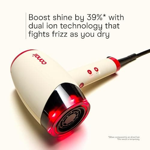 Conair InfinitiPRO Infrared Hair Dryer + Diffuser, Ionic Fast Drying, White | Infrared ionic blow dryer w/ fast drying tech, reduces heat damage & offers salon quality, includes diffuser & concentrator thumbnail 4