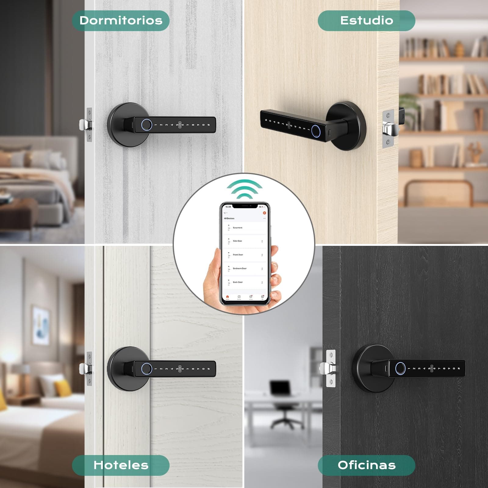 Cerradura Inteligente Electronica 5 en 1, 0.3s Desbloquear, Código de Privacidad, Huella Digital/Tarjeta IC/Contraseña/APP/Llave Mecánica, Fácil de Instalar, para Hogar, Oficina, Hotel thumbnail 6