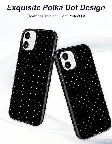 Jusy Compatible with MagSafe Polka Dot Case for iPhone 12/12 Pro, Cute Aesthetic Polka Dots Magnetic Phone Case, Soft TPU and Hard PC Protective Phone Cover for Women Girls (Matte) - Black thumbnail 2