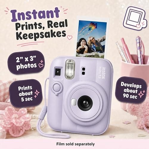 Fujifilm Instax Mini 13 Instant Camera Dreamy Purple + MiniMate Accessory Bundle with Custom Case + Fuji Instax Film Value Pack (40 Sheets) & Photo Album thumbnail 2