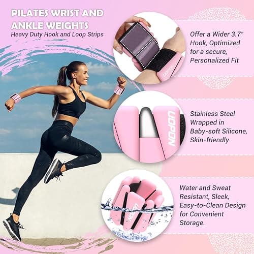 Wrist Ankle Weights for Women Set of 2, Adjustable Silicone Weighted Bangles, Wearable Ultra-durable Strips Weight Bracelet 2 lbs/4 lbs for Yoga, Pilates, Barre, Walking, Arm & Leg Workout thumbnail 2
