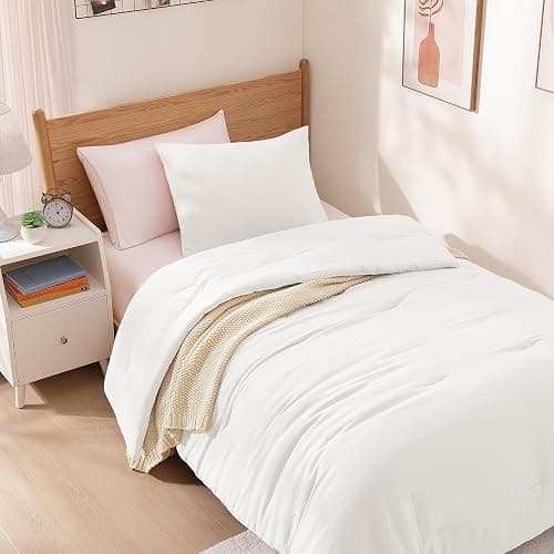 WRENSONGE Twin/Twin XL Comforter Set for Girls Boys Teens, 1 White Comforter & 1 Pillow Sham, Soft Lightweight Kids Comforter Sets for All Seasons Dorm Bedding thumbnail 3